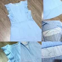 VITIANA-vestido Midi informal para mujer, vestido largo Midi liso en blanco y azul con encaje, sin mangas, elegante para fiesta de verano, 2018