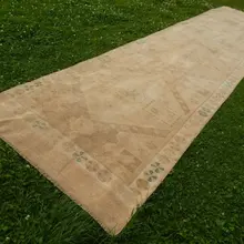 Винтажный английский Oushak большой и длинный ковер 4'8'' X 21'4''