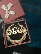 DOREMI-pendientes de aro de bambú de acero inoxidable, personalizables, con nombre, estilo bambú, con palabras llamativas