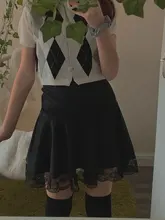 Rapcopter-cárdigans de punto con estampado de Argyle para mujer, suéteres Retro Y2K, suéteres de estilo Preppy, suéteres de manga corta, tops cortos de los mejores atuendos