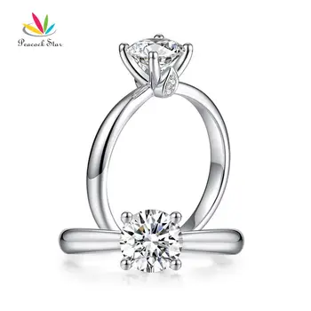 

Peacock Star 1 Carat Moissanite Diamond Ring Wedding Engagement 925 Sterling Silver CFR8342