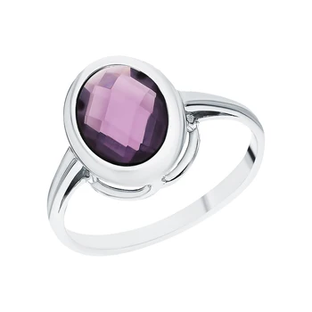 

Silver ring with amethyst synthetic sunlight sample 925