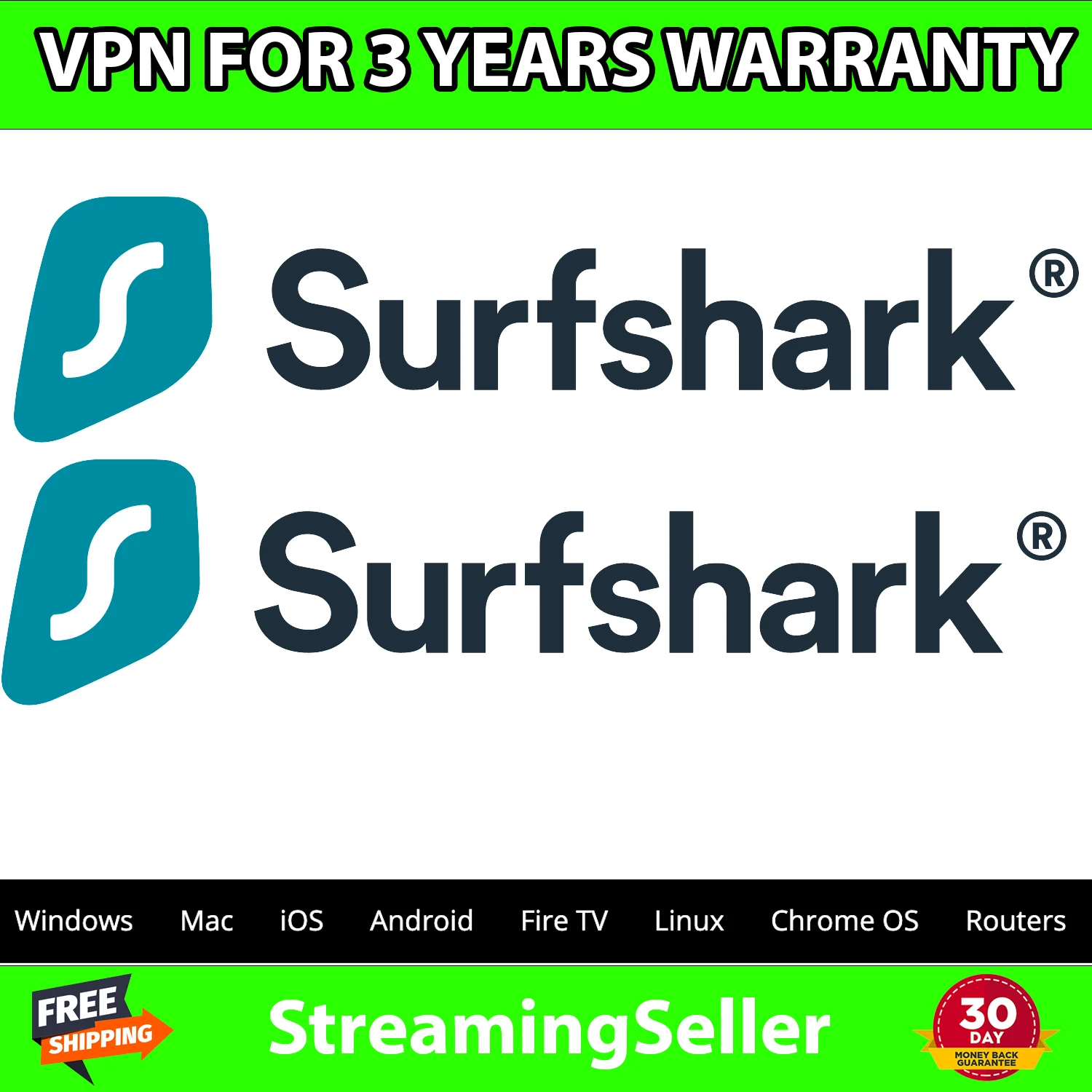 Surfshark VPN гарантия 3 года нет ограничений Поддержка всех устройств Отличная