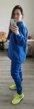 Outfits Women Tracksuit Sweatpants-Set Tops Two-Piece-Set Blue Cotton And Solid MEIYANGYOUNG
