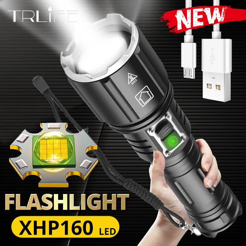 

8000000LM светодиодный светильник для вспышки XHP160 USB Перезаряжаемый 18650 фонарь для аккумулятора портативные фонари 5000 м тактическая Рабочая лампа T6 самоходный светильник