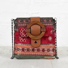 Богемная Этническая Cappadocia шаблон женская квадратная металлическая пряжка цепь сумка на плечо
