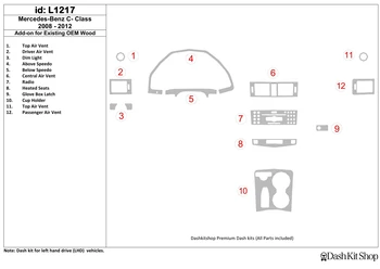 

Interior trim for Mercedes Benz C Class 2008-2012. Set L1217.