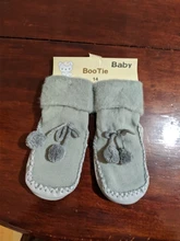 Zapatos medias para bebé recién nacido, calcetines de suelo antideslizantes suaves de espesamiento sólido, calcetín de Nudo de mariposa cálido para 0-24M