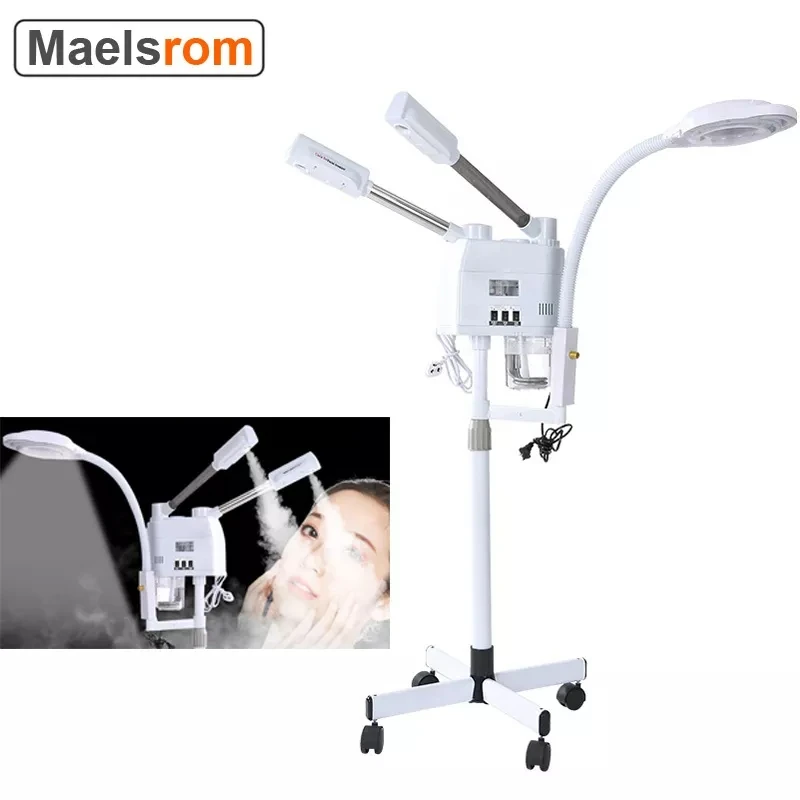 3 In 1 Ozono Nano Ionic Facial Steamer Upgrade Hot Cold Steam Vaporizzatore Umidificatore Con 8X Led Lampada D'Ingrandimento Salone Di Bellezza Spa