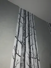 3D Wallpaper Bedroom Forest Vinyl Living-Room Self-Adhesive White Black Wood Mural Birch