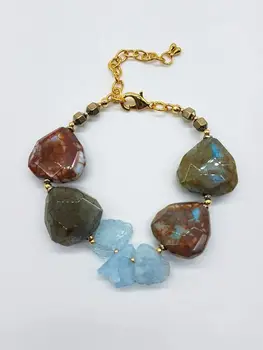 

Handmade bracelet natural stones aquamarine, agate