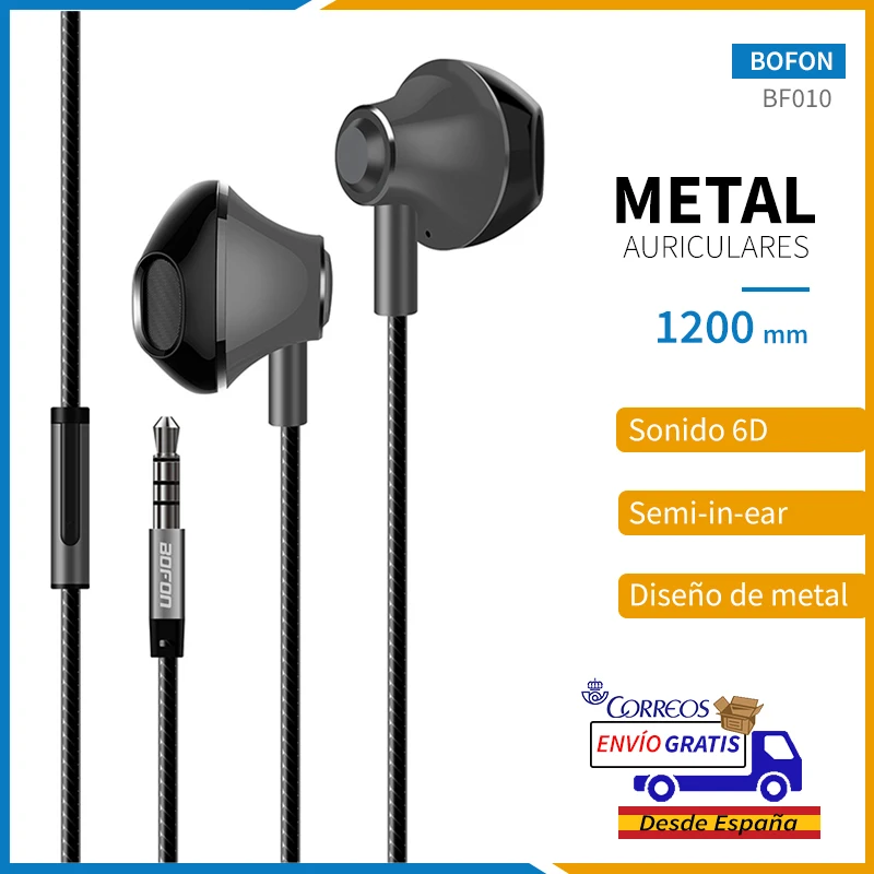 Auriculares universales con Cable y Micrófono Alta Definición Aislamiento de Ruido para Huawei, iPhone XiaoMi, PC, MP3/MP4 Samsung Android y todos los Dispositivos de Auriculares de 3,5 mm cascos Sonido Estéreo Plaza