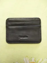 Tarjetero de cuero genuino para hombre, funda delgada para tarjeta de crédito, titular de la identificación, billetera pequeña, negra