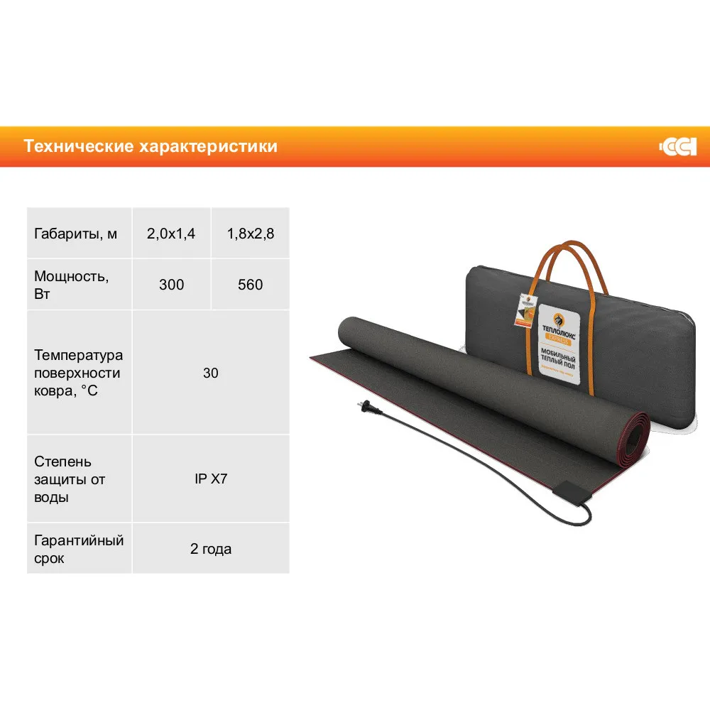 Мобильный теплый пол под ковер &quotТеплолюкс&quot Express 2 8 м2 200x140 см|Системы обогрева