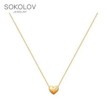 

Necklace SOKOLOV gold with Diamond, fashion jewelry, 585, women's male