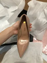 Zapatos de charol conciso para mujer, tacones de oficina puntiagudos, sexys, para fiesta, boda, poco profundos, Color Rojo