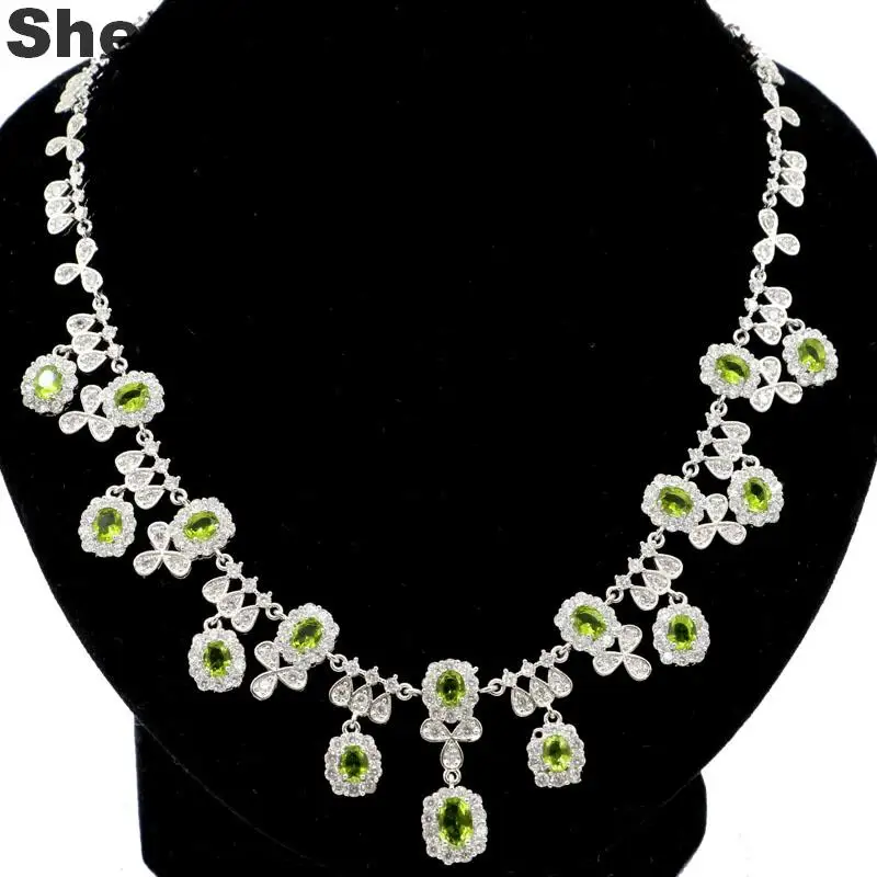 

Elegant Purple Sapphire Ladies Engagement 925 Silver Necklace Gift 18.5 inch 16x8mm