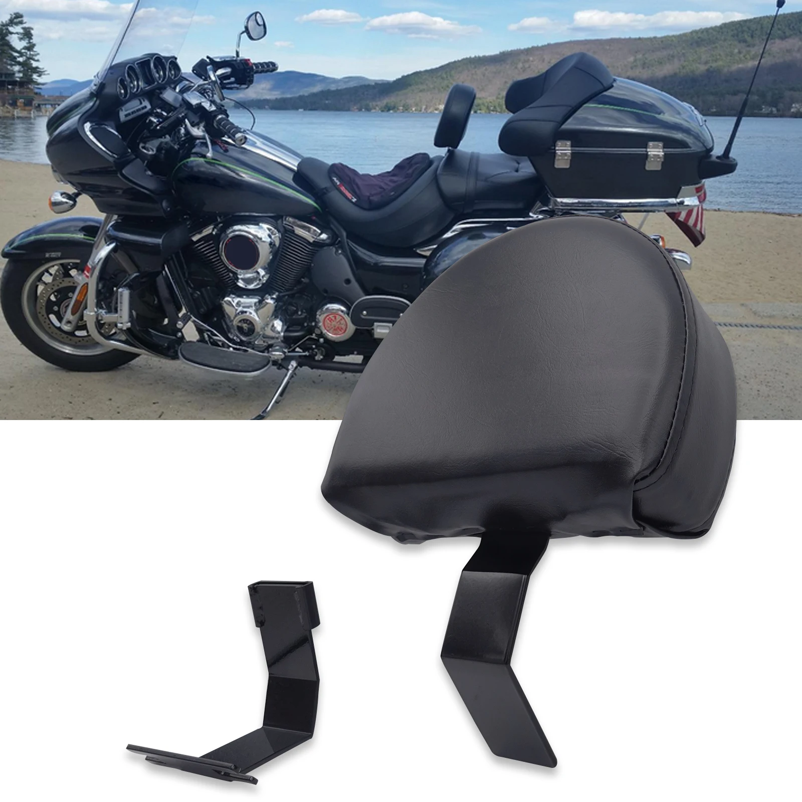 Motorcycle Driver Backrest Pad Mount Set Quick Release Seat Rider Backrest For Kawasaki 1700 Nomad Voyager Classic