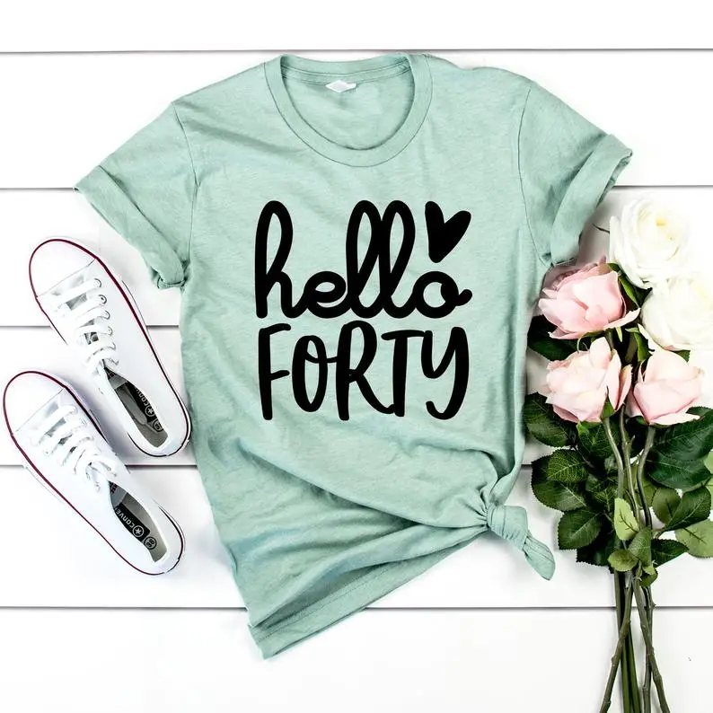 Skuggnas/Новое поступление, футболка «Hello Forty», 40-я футболка на день рождения, 40 лет, подарок на день рождения, футболка унисекс с рисунком
