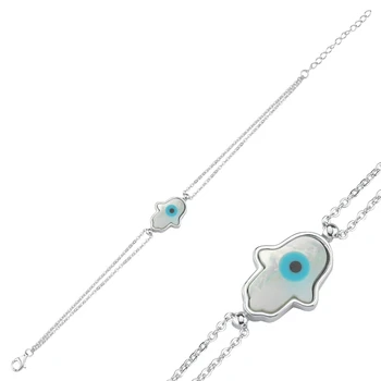 

Silver 925 Sterling Eyed Fatma Master Hand Bracelet