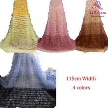 La Belleza 5 ярдов модная градиентная сетка 3D кружевная ткань 115 см ширина, коричневая, розовая, желтая, синяя кружевная ткань
