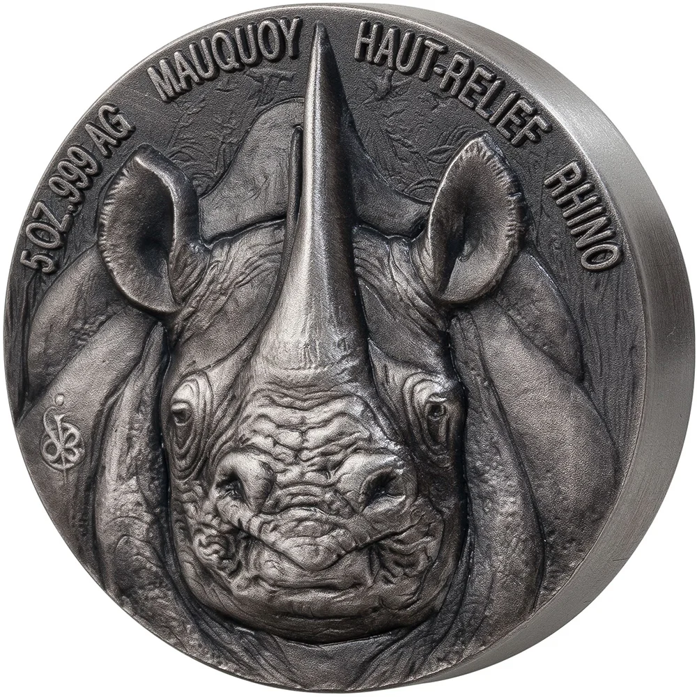 RHINO Big Five Mauquoy 5 унций Серебряная монета 5000 франков Кот-д-Кост