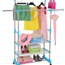 Удлинённая двухуровневая вешалка с тремя полками для обуви