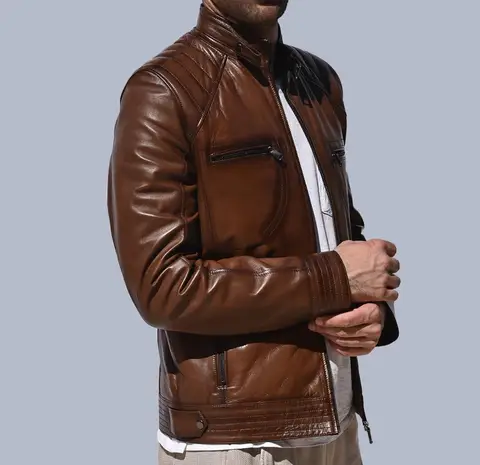 jaqueta de couro de ovelha