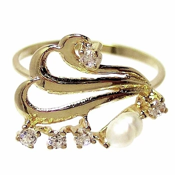 

18k solid gold ring Pearl aljorfe zircons [162]
