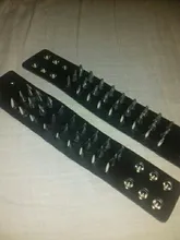 Único de tres fila puntiagudo hacen picos remache de cuero ancho Punk Rock gótico Unisex pulsera de hombre de la joyería