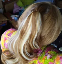 Extensiones de Cabello para mujer, coletas con ondas, 14 pulgadas, pelo sintético Rubio, extensión Natural