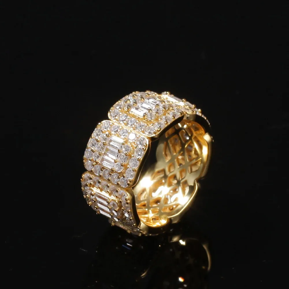 Hip hop men jewelry gold& silver stainless steel ring with men skull faucet titanium steel ring ice out Cuban for men