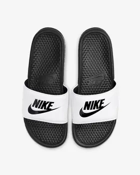 

Original New Arrival NIKE Benassi Men Slides White/Black/Black 343880-100