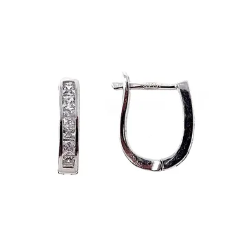 

925 Sterling silver earrings m. Band zircons square [AB9510]