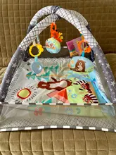 Manta de juego para gatear para bebés, estera multifunción para gatear con valla, juguetes de iluminación, 0-18