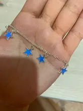 2019 nueva moda luminosa playa vientos azul estrella pentagonal borla tobillera cadena tobilleras para mujer Sandalias pies descalzos 4g