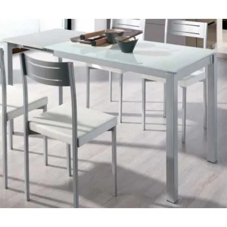  Extendable table dining room or kitchen glass White - 4000545717344