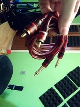 Cable de 5 pies totalmente blindado, doble RCA macho a doble macho de 6,35mm 1/4 pulgadas