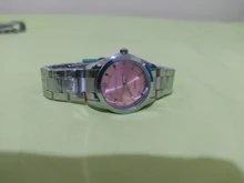 CHRONOS-Reloj de acero inoxidable con diamantes de imitación para mujer, pulsera de plata, cuarzo, resistente al agua, analógico, de negocios, esfera rosa y azul