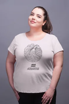 

Angemiel Wear Aquartius Aquarius Zodiac White Women Cotton Large Size T-Shirt