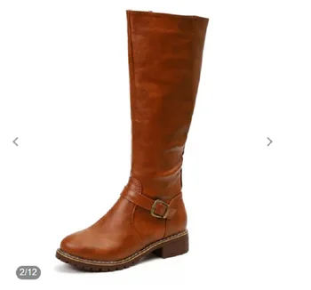 

Fashion women's shoes flat heel winter plain long boots pointed toe boots women's shoes leather stitching ragazz