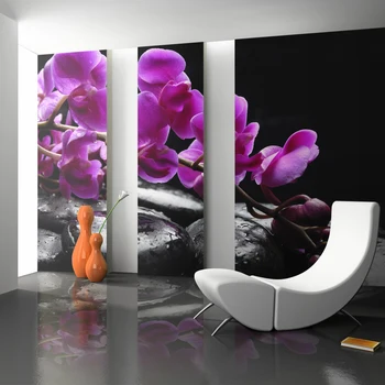 

Wall mural-time relax: Orchid and stones zen - 400x309 cm