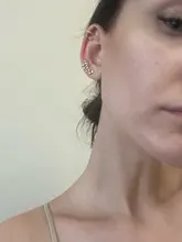 Pendientes de Clip de Cruz Simple para mujer y niña, aretes de circonia cúbica con perlas, joyería sin Piercing