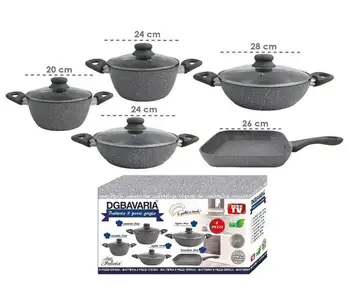 

Set batteria di pentole DGBavaria 9 pezzi grigio antiaderente 255012