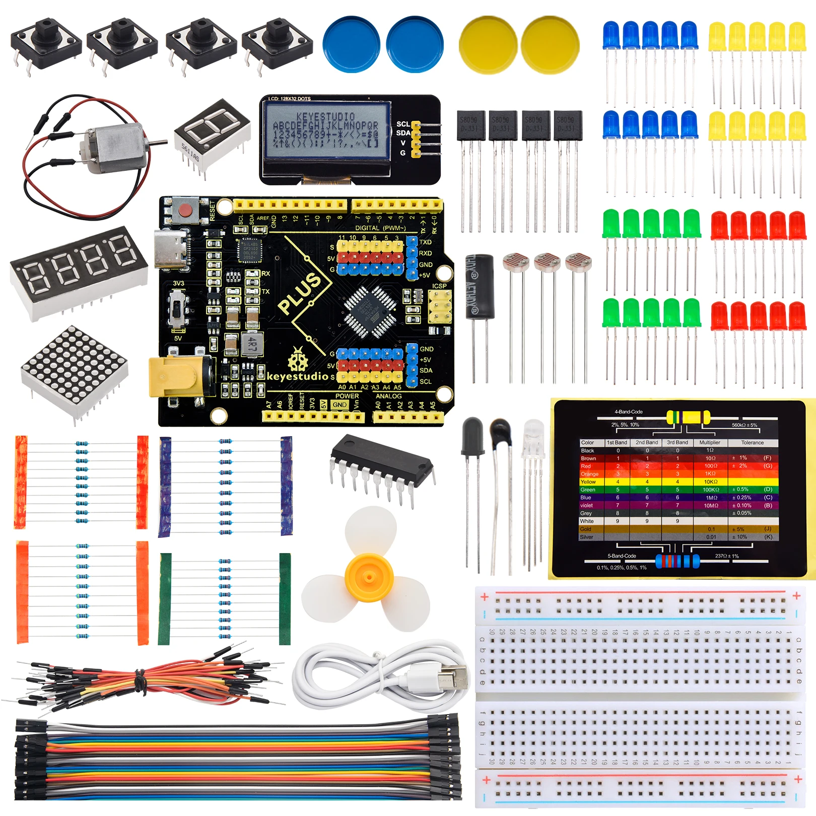 Keyestudio-PLUS-Board-Basic-Starter-Kit-For-Arduino-Stater-Kit-DIY ...