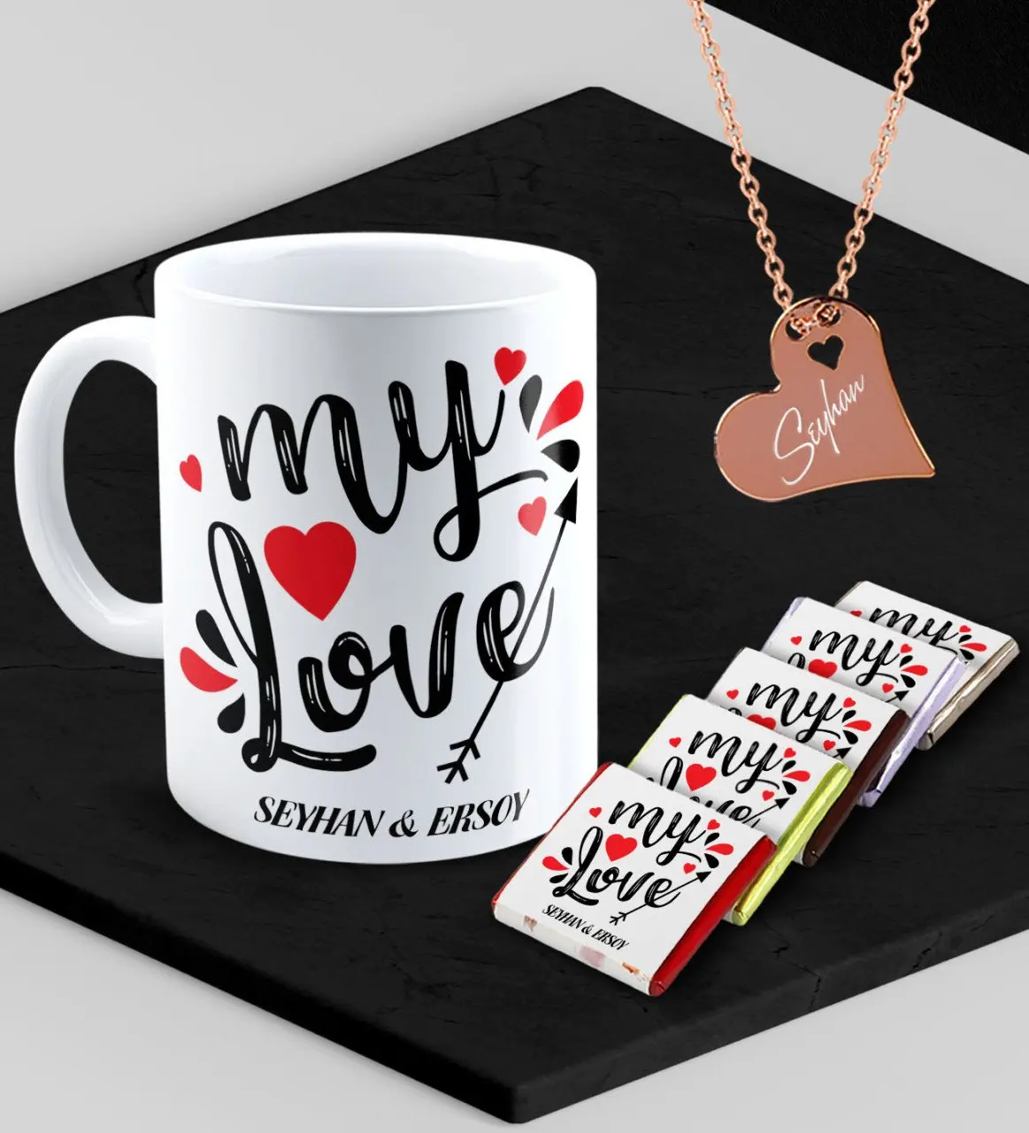 

Personalized Valentine 'S Themed Mug If You Would Chocolate and Rose Heart Necklace Set-81