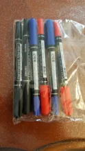 Rotuladores permanentes de doble punta, punta fina, (negro, azul, rojo), 0,5mm-1mm, suministros de papelería para oficina, 1 Uds.