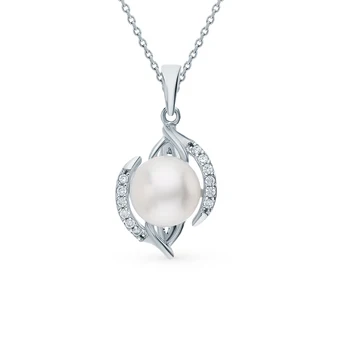 

Silver Pendant with cubic zirconia and pearls sunlight sample 925 test