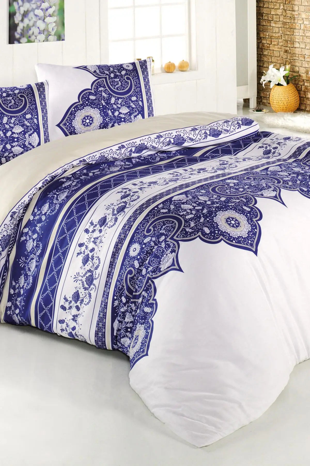 

Bedding Set fitted sheet with 100% Cotton | Luxury Ranforce Bed Linen Set 4 pcs Duvet Cover Set from Turkey ezolin