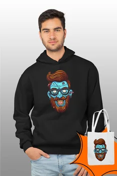 

Angemiel Wear Entel Zombie Black Male Hooded Sweatshirt With Bag Kombin